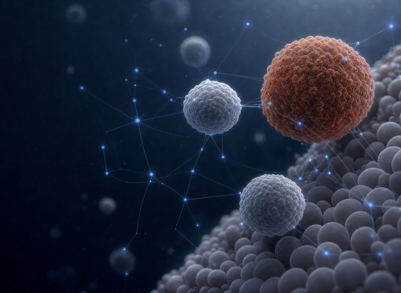 Immune cells beside a tumor they cannot recognize