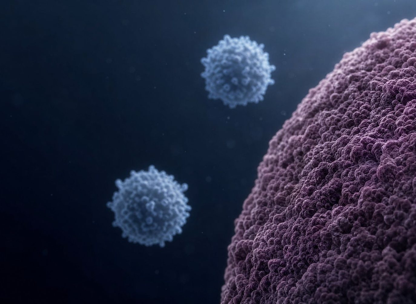 Immune cells passing an unmarked tumor cell
